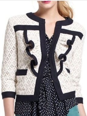 TABITHA Anthropologie Converse Outline Lace Ruffle Jacket 12